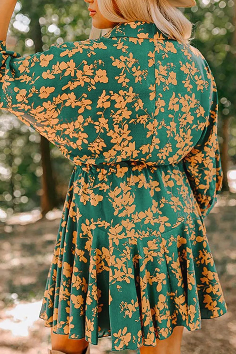 Floral Three-Quarter Sleeve Dress