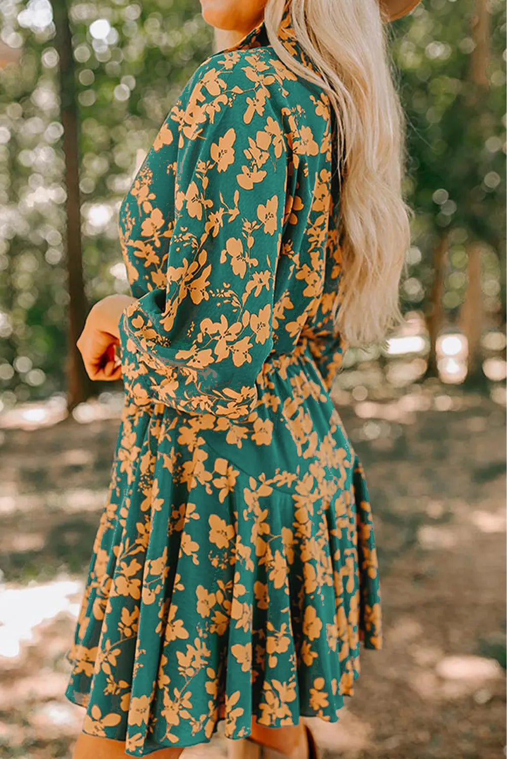 Floral Three-Quarter Sleeve Dress