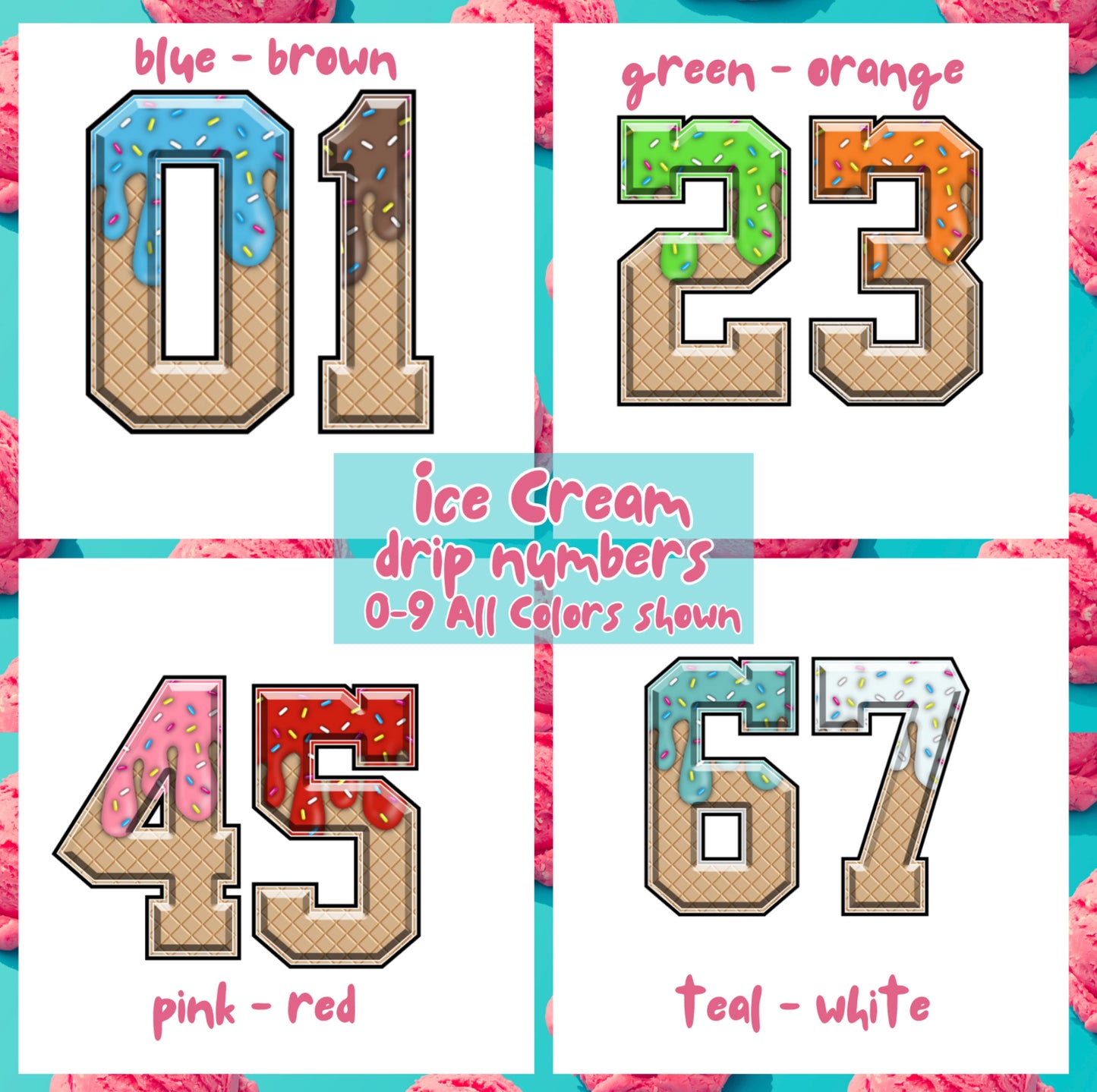 CUSTOM - Ice Cream Drip Home Plate With Numbers