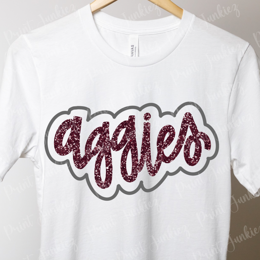 Glitter Aggies outline