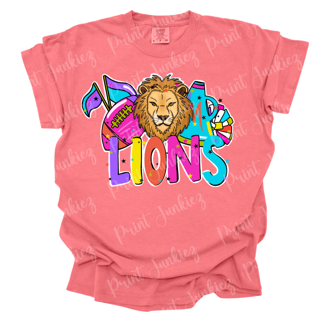 Lions Colorful Football/Cheer/Color Guard Mascot