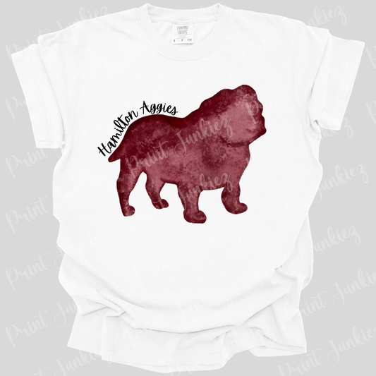 Hamilton Aggies Maroon Watercolor Mascot