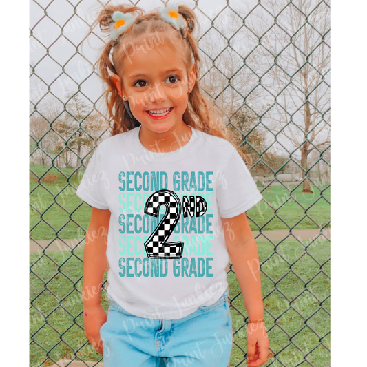 Checkered 2nd Grade Distressed