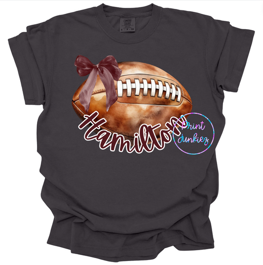 Hamilton Watercolor Football Bow