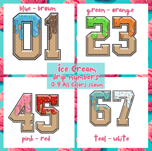 Ice Cream Drip Numbers - DTF