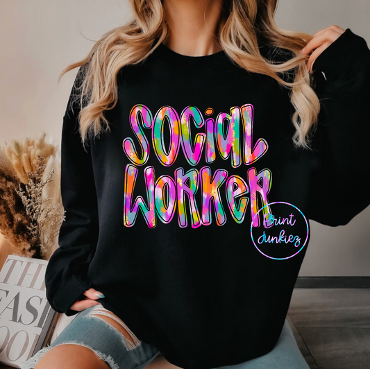 Social Worker Neon Brush Stroke