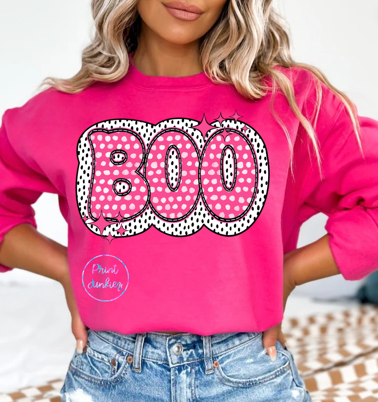 Dalmatian Neon Pink BOO - DTF