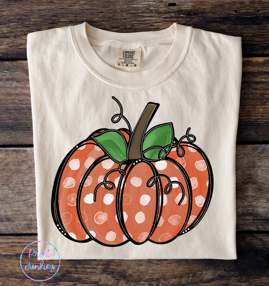 Polka Dot Doodle Pumpkin - DTF