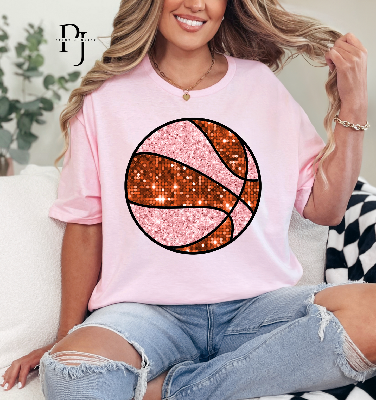 Glitter Pink/Orange Basketball - DTF