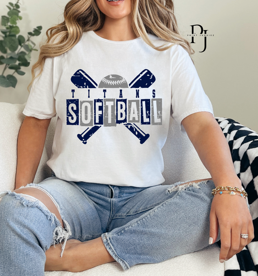 Titans Softball Grunge - Navy/Grey