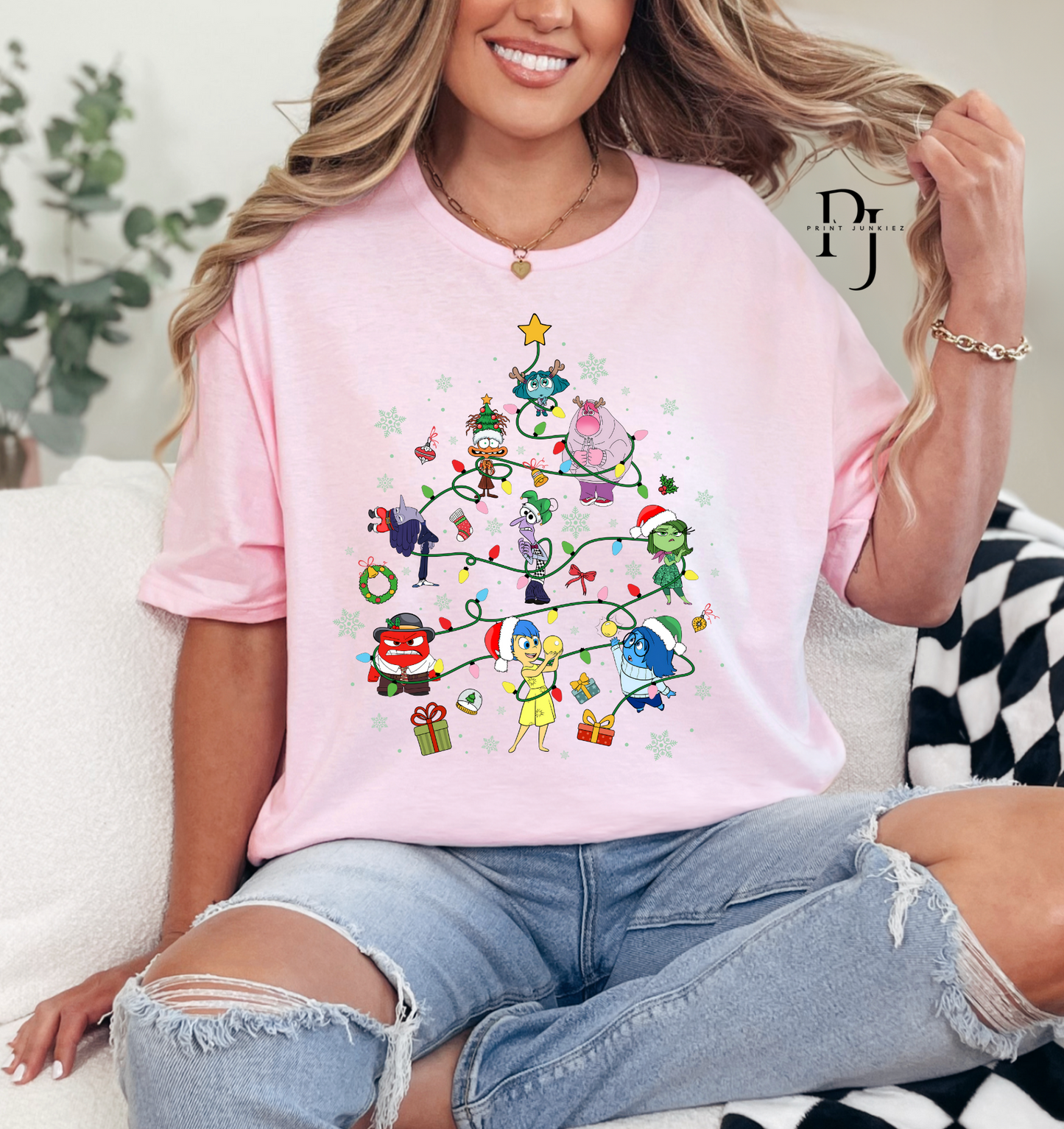 Cartoon Christmas Lights Tree - DTF