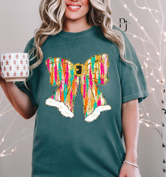 Bright Paint Brush Stroke Christmas Bow - DTF