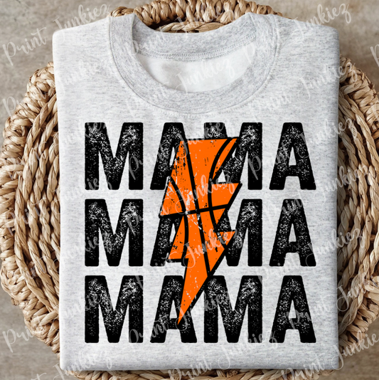 Mama Basketball Lightning Bolt Distressed