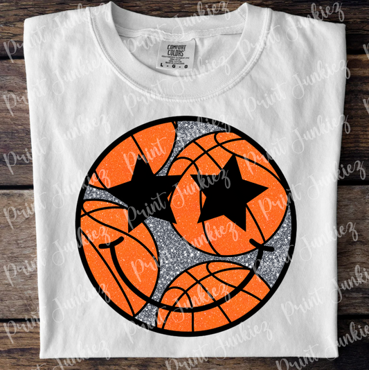 Glitter Smiley Basketball with Star Eyes