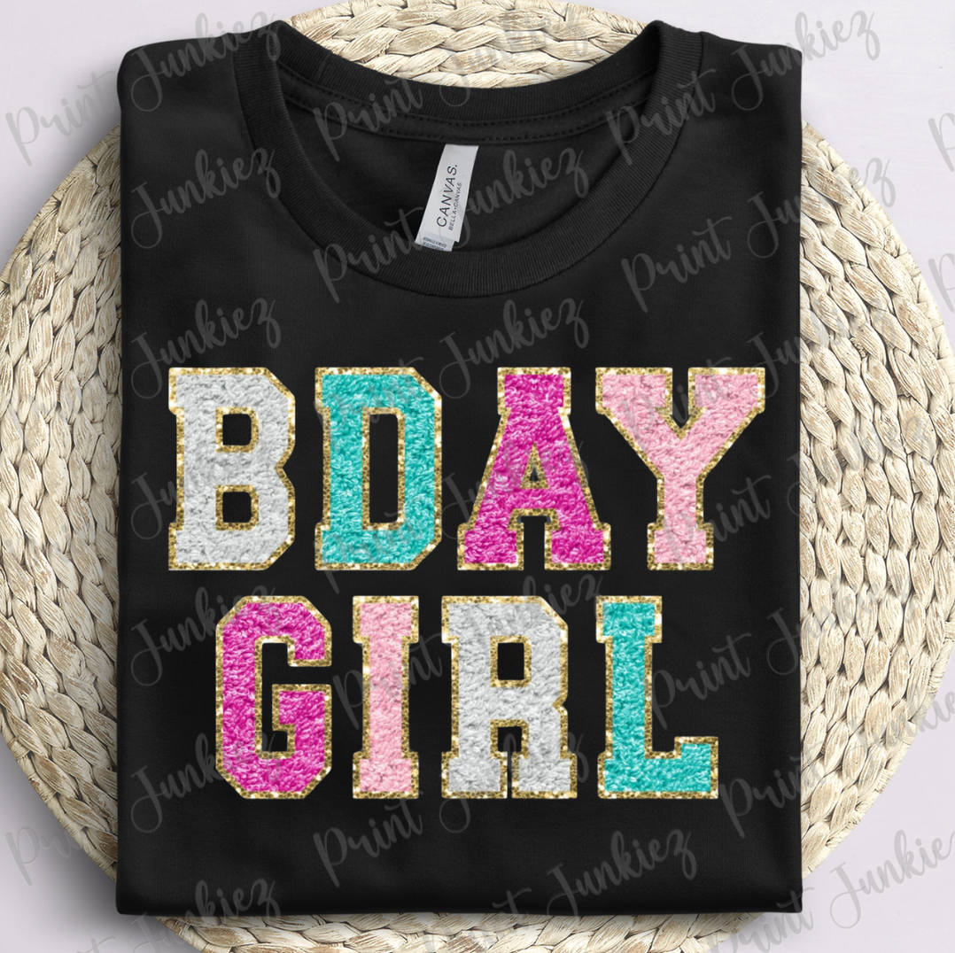 Faux Chenille BDAY GIRL