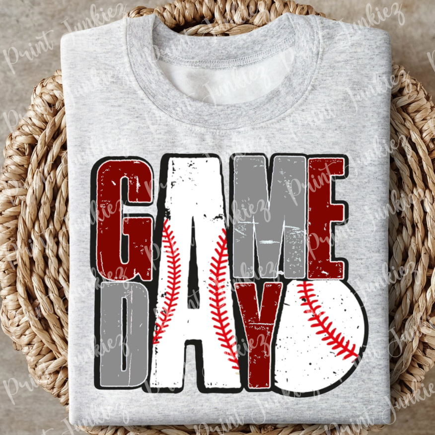 Game Day Baseball Distressed Cardinal/Gray