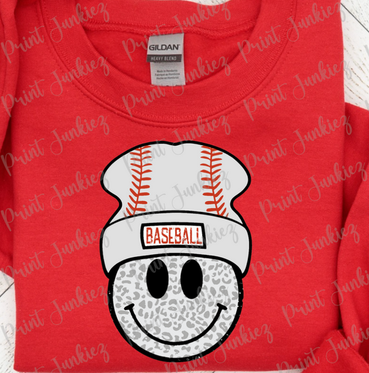 Leopard Baseball Smiley with Beanie