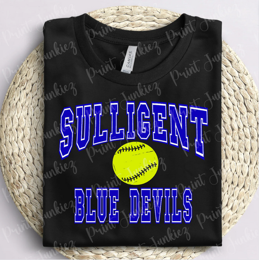 Sulligent Blue Devils Distressed Softball