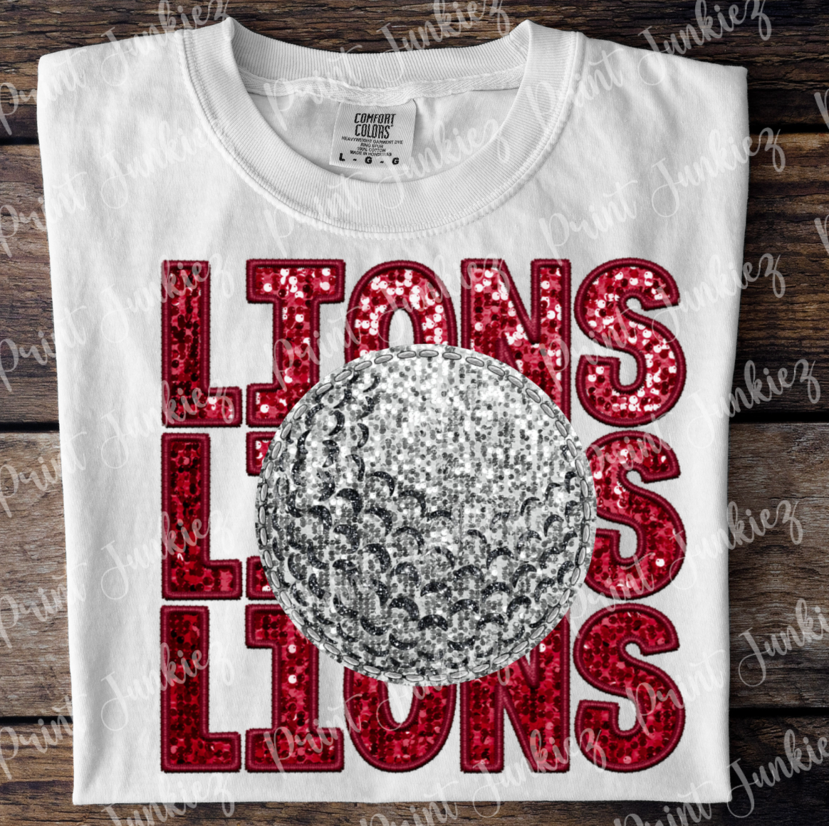 Lions Golf Faux Glitter Stitch