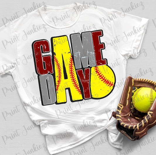 Game Day Softball Distressed Cardinal/Gray