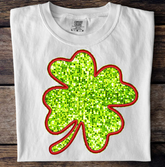 Lime Green Glitter Shamrock