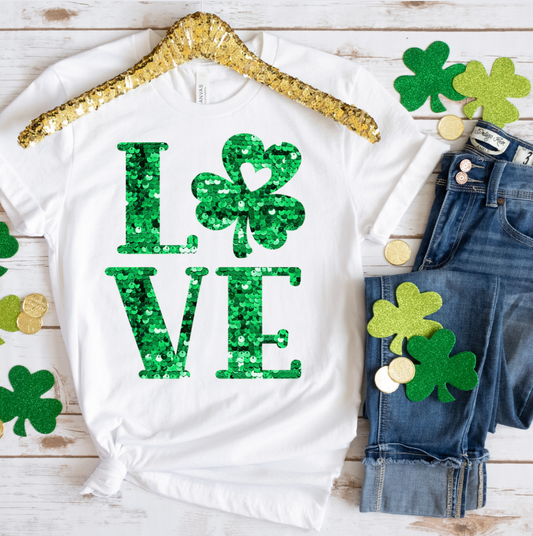 Green Love Shamrock Sequin