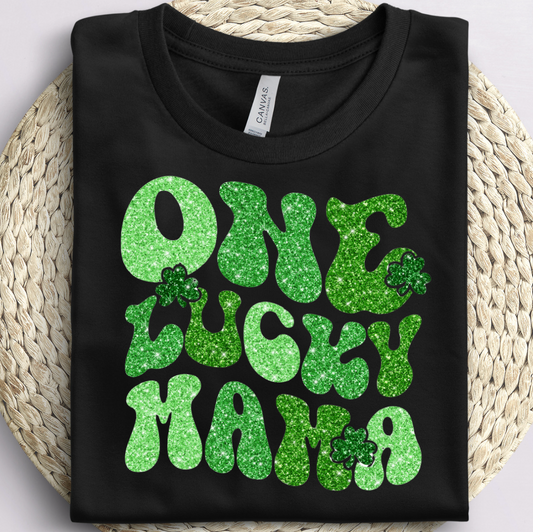 Green Glitter One Lucky Mama