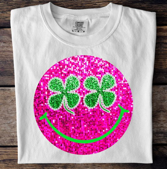 Hot Pink Smiley Shamrock Eyes