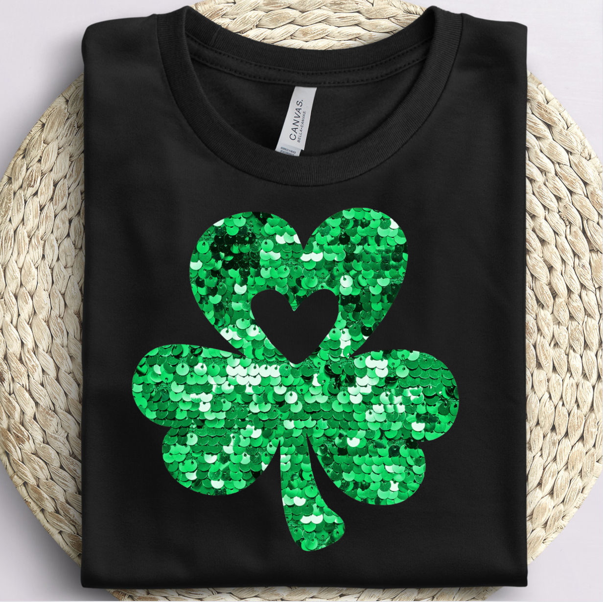 Sequin Shamrock with Heart