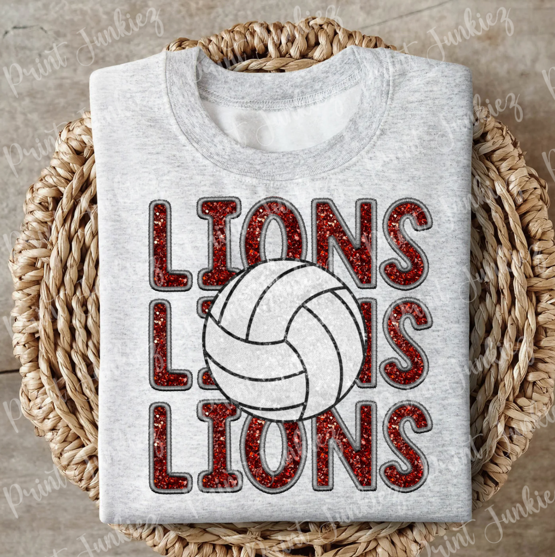 Lions Faux Glitter Stitch Volleyball