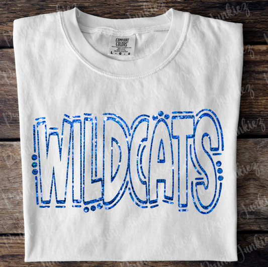 Wildcats Doodle Outline - Royal Glitter