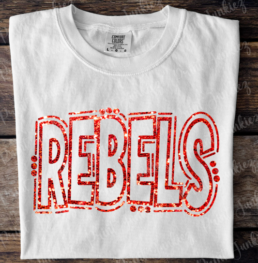 Rebels Doodle Outline - Red Glitter