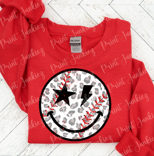 Leopard Rockstar Baseball Smiley