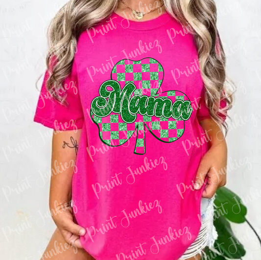 Glitter Mama Checkered Shamrock