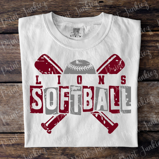 Lions Softball Grunge