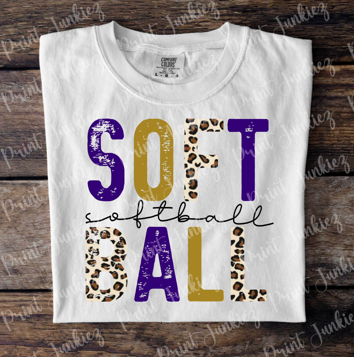 Softball Stamped - Purple/Gold/Leopard