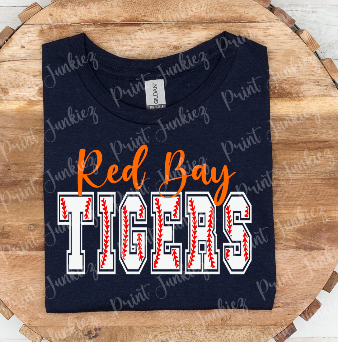 Red Bay Tigers Baseball Font - Orange