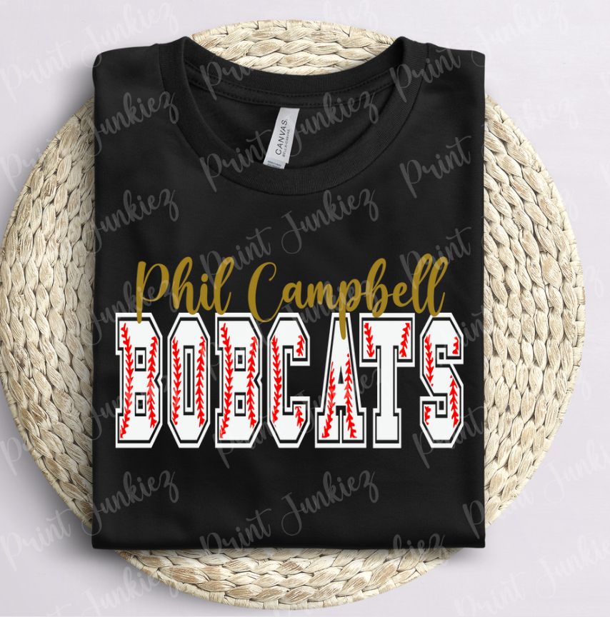 Phil Campbell Bobcats Baseball Font