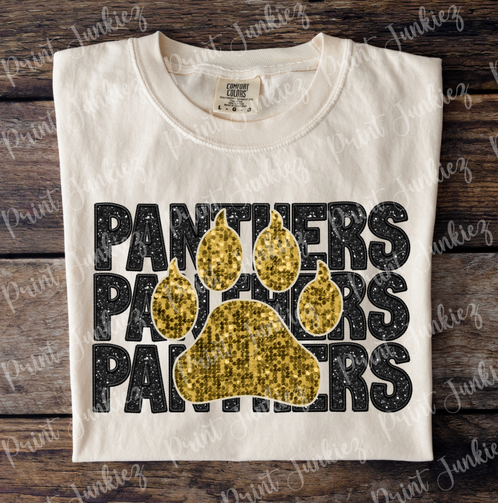 Panthers Faux Glitter Paw