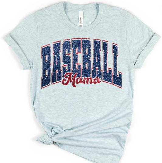 Baseball Mama Varsity Glitter