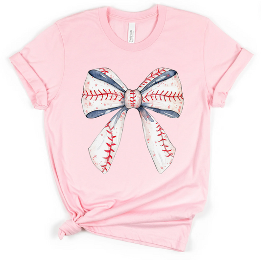 Baseball Bow Red, White & Blue