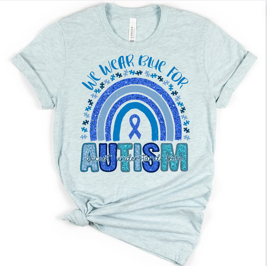 We Wear Blue for Autism Faux Glitter