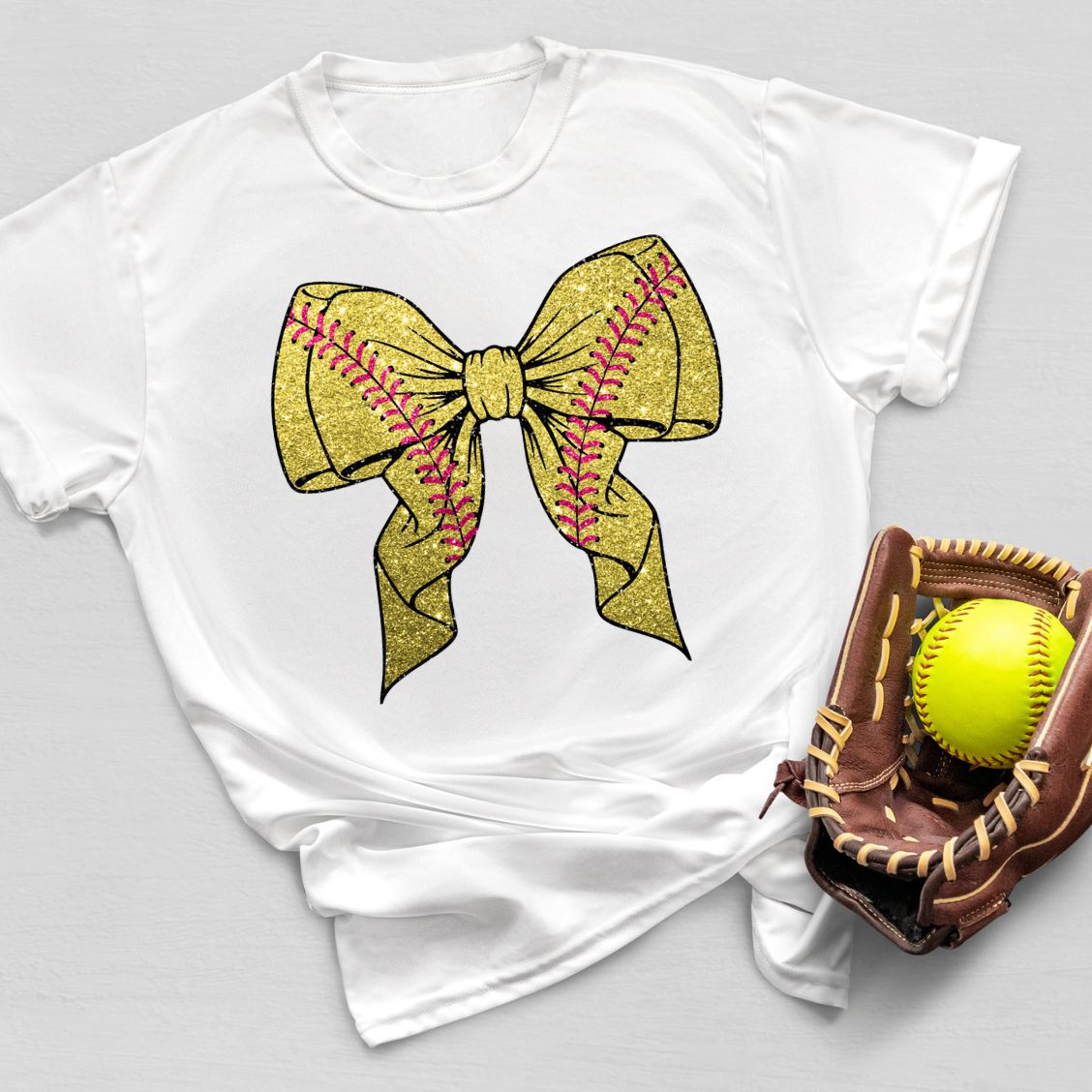 Glitter Softball Bow