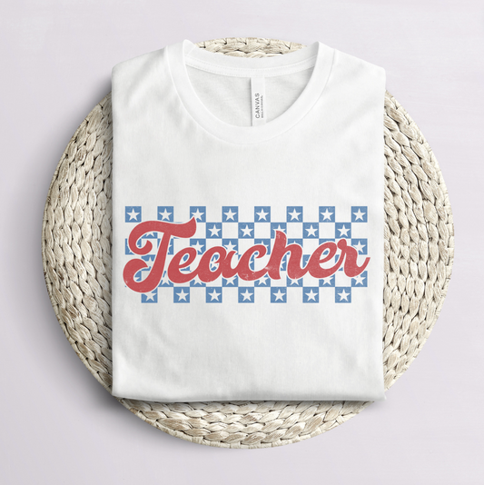 Teacher Star Checkered