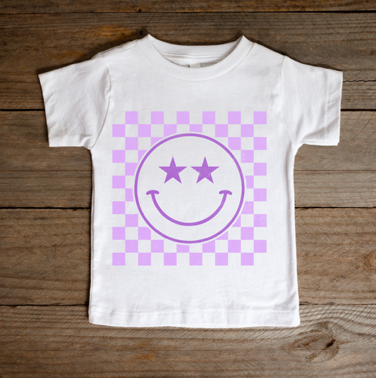 Purple Smiley Checkered