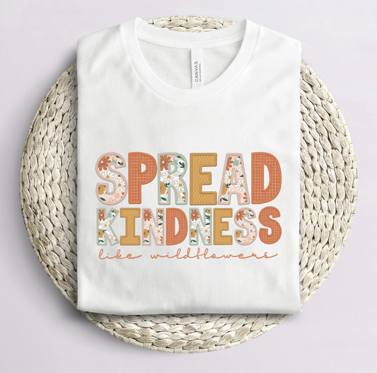 Spread Kindness like Wildflowers Faux Stitch Letters