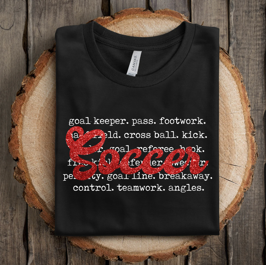 Glitter Soccer Script - Red