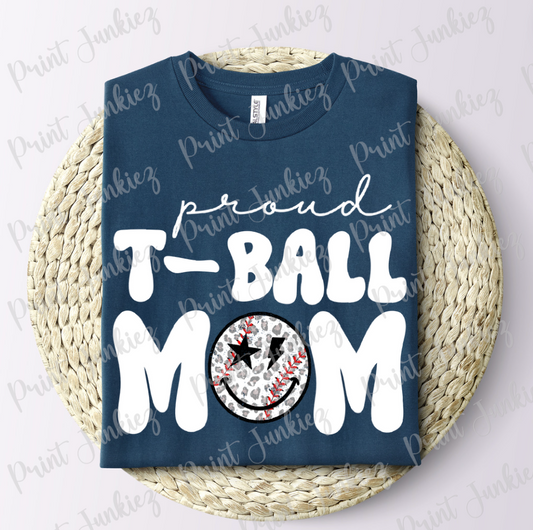 Proud T-Ball Mom Leopard Smiley