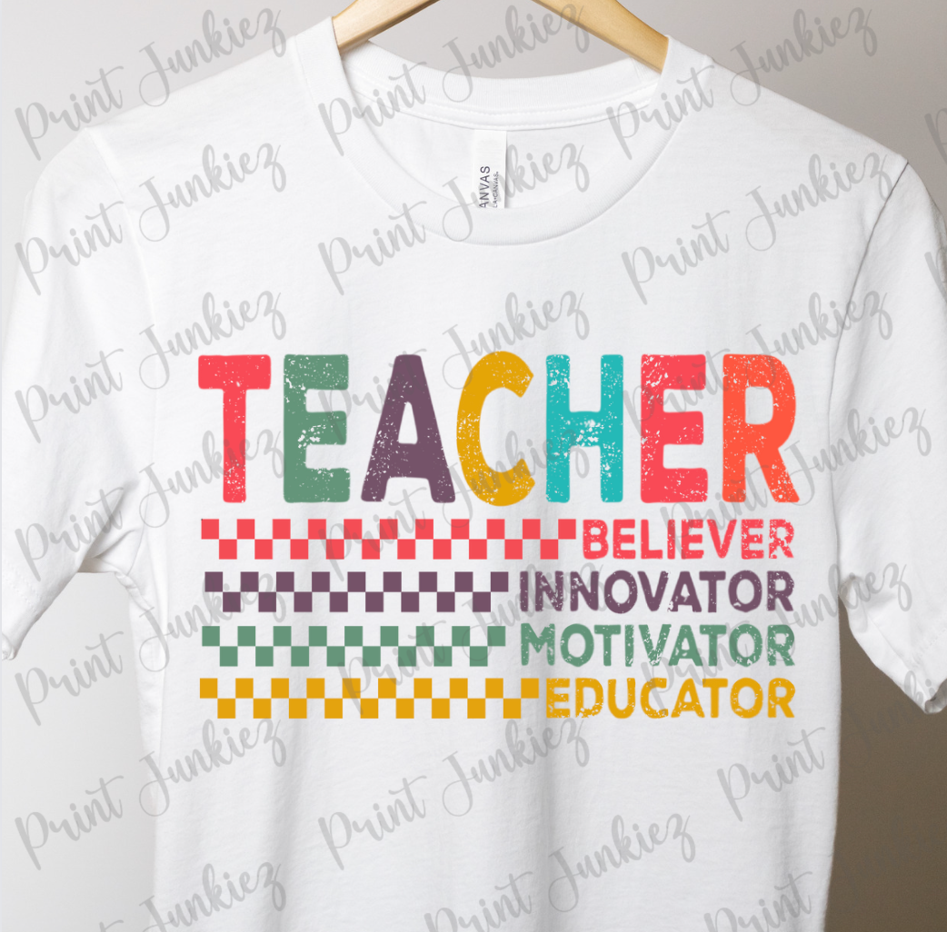 Teacher Stacked Distressed