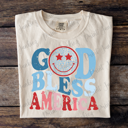 God Bless America Smiley Distressed